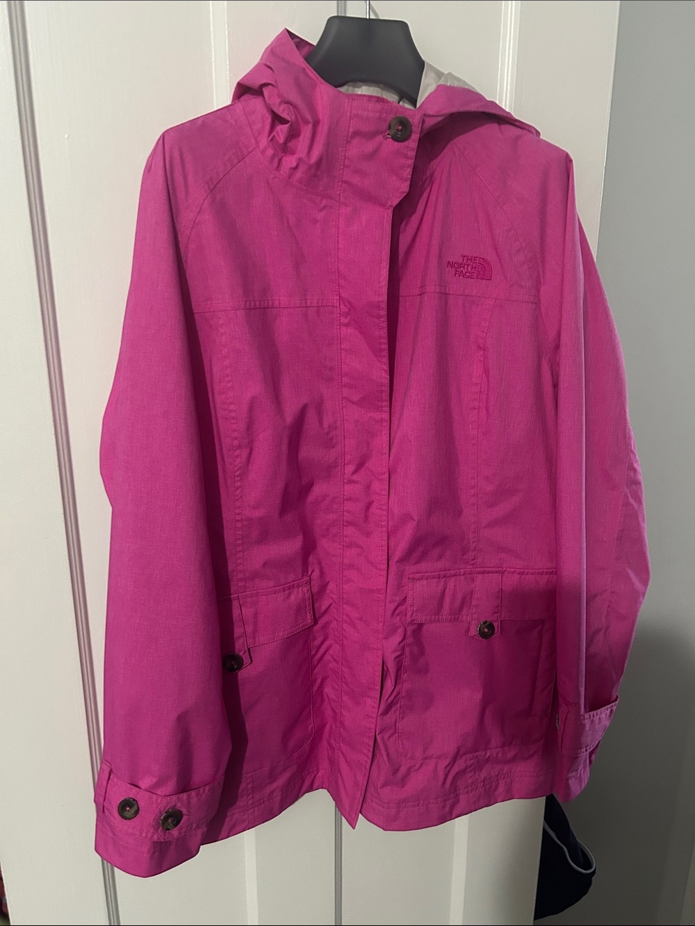The North Face XL adult Hooded Rain Jacket - Bright Pink